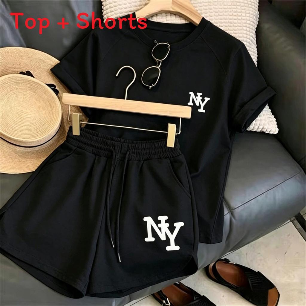 Summer Girl Casual Set With Print T Shirt And Shorts For Daily Wear