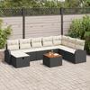 9-Piece Garden Sofa Set with Cushions Poly Rattan Black, 2-Seater Garden Sofa with Storage and Cushions 3360855