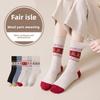 Женские носки до середины икры из шерсти с узором «медведь Фэр-Айл» для зимы — модные, милые, теплые и утолщенные