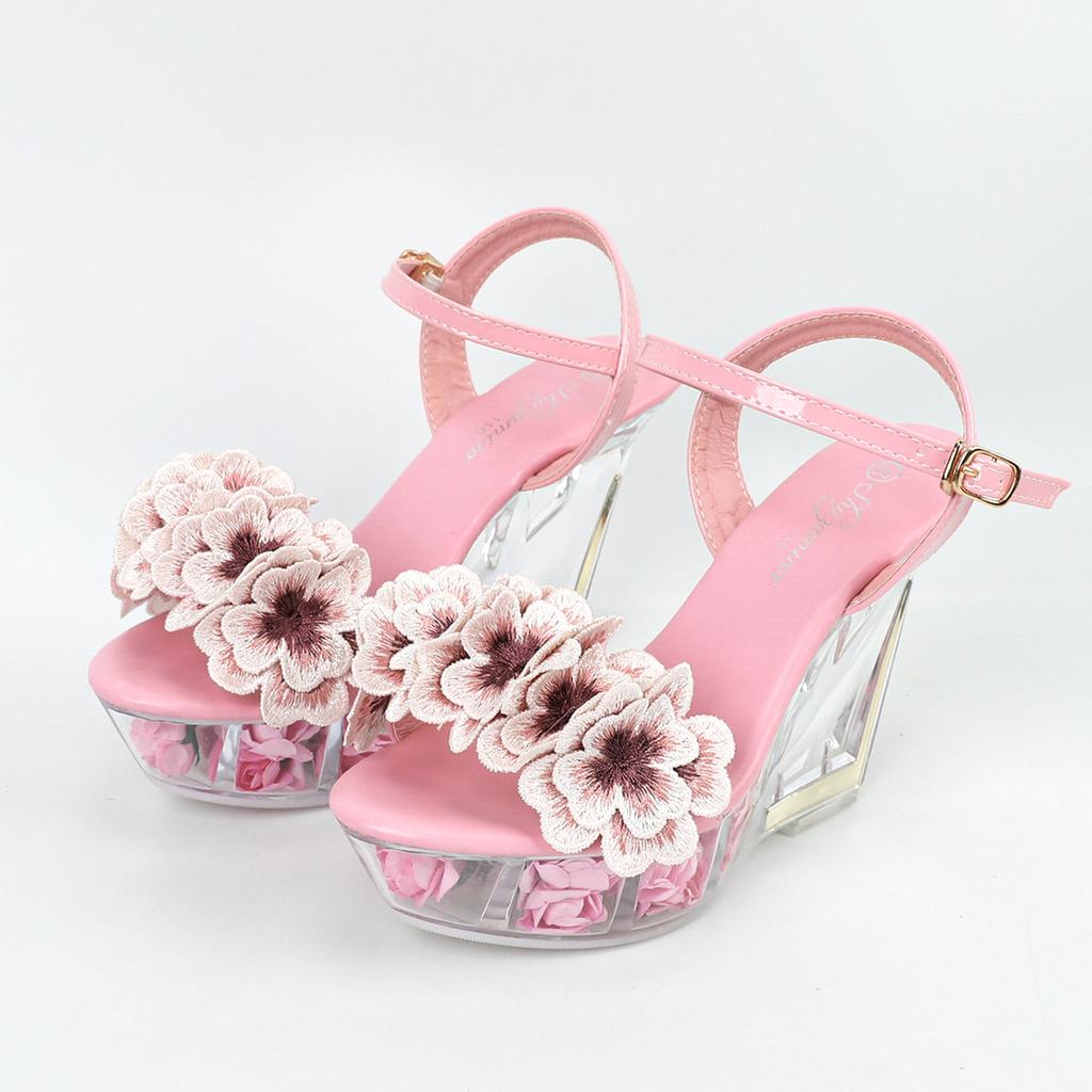 Туфли на танкетке 11 см для ночного клуба, женская обувь с цветочным узором, обувь для подиума, танцевальная обувь на шесте, с кристаллической подошвой LFD-1101-A20