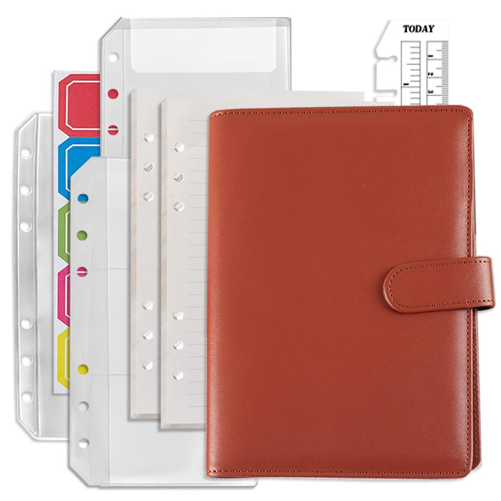 System Planner A6 Size Planner Refill 90 Sheets Horizontal Ruled 6 Hole Memory Fill Memo Pad Note 6 Hole Ring Binder Loose Leaf Synthetic Leather PU