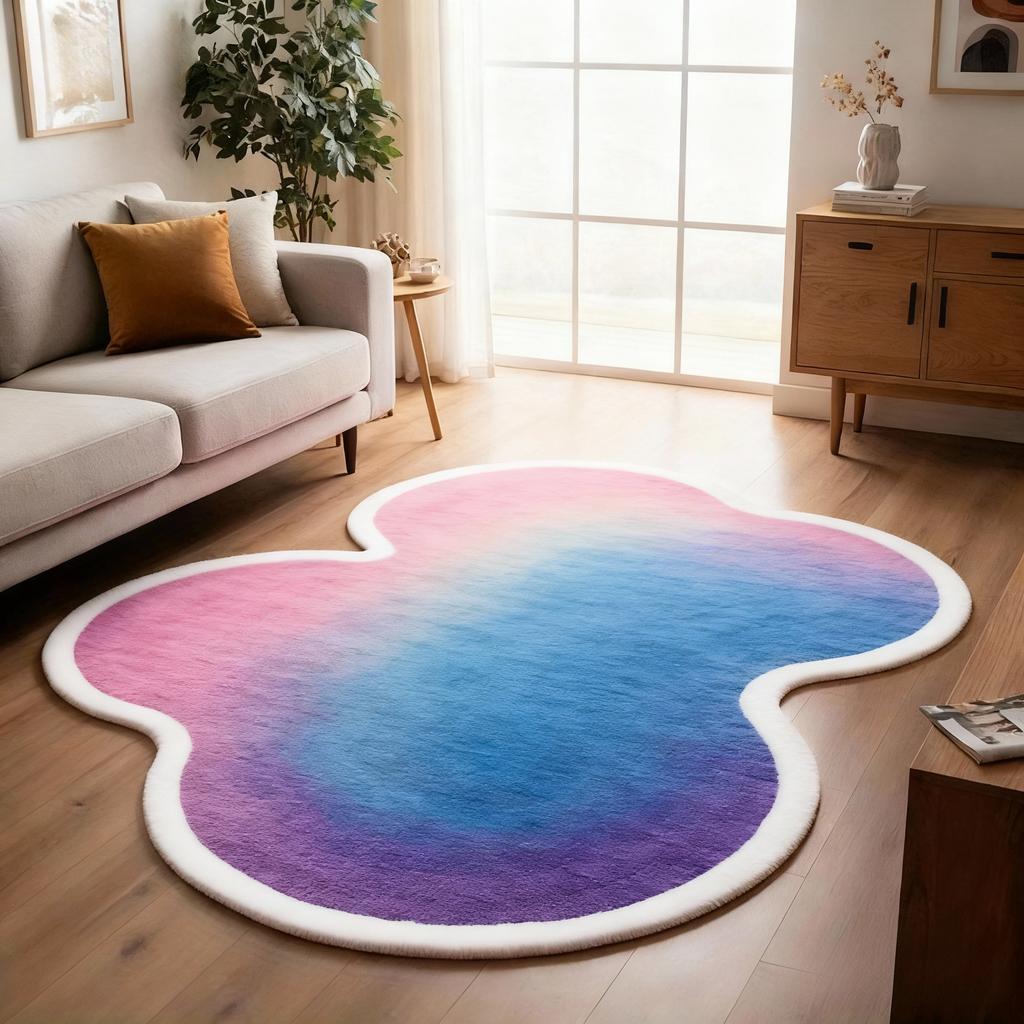 Irregular Shape Carpets for Living Room Fluffy Soft Lounge Dopamine Floor Mat Large Area Bedroom Decor Carpet Thickend Plush Rug