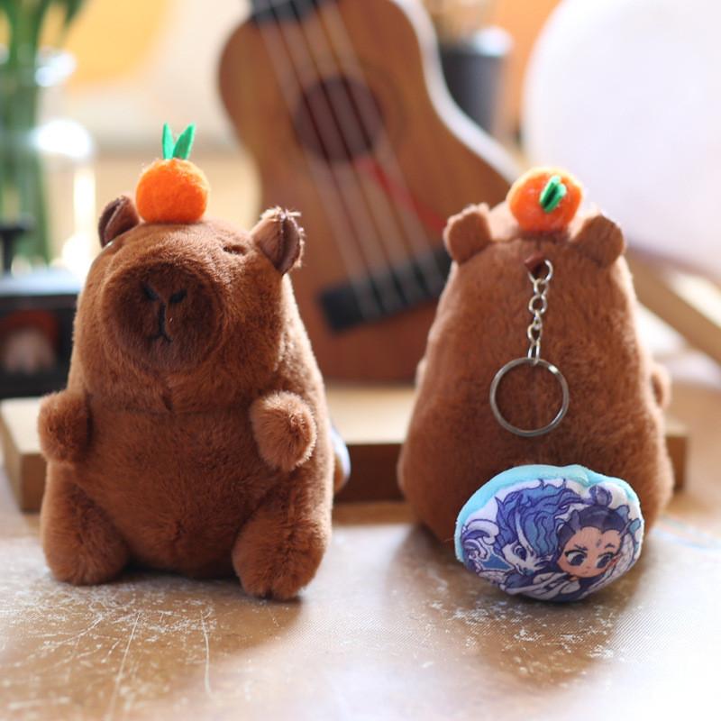 Aobing Plush Capybara Toy Keychain With Wagging Tail Soft Pp Cotton Decor Bag