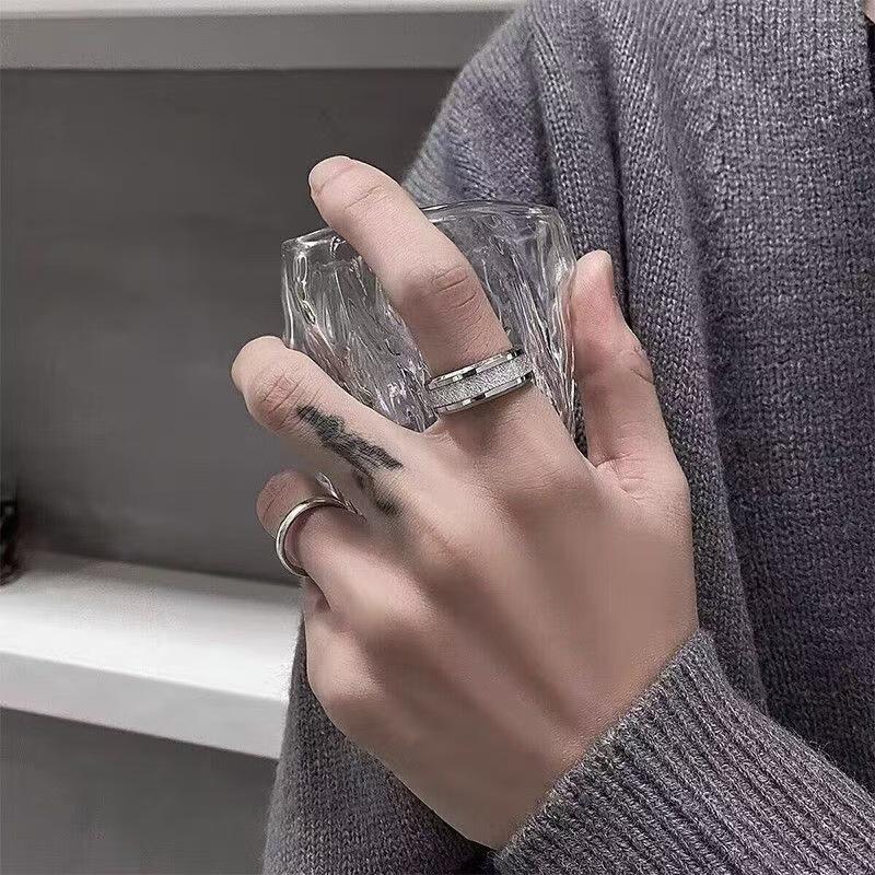 Серебристое Стальное Кольцо с Узором Метеоритного Камня, Ширина 8 мм, Парное Свадебное Кольцо, Помолвочное Украшение