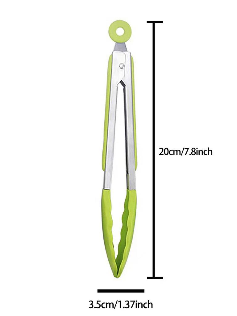 7,8-дюймовые силиконовые щипцы для барбекю из нержавеющей стали, кухонные щипцы с нескользящей ручкой для салата, хлеба, сервировки, кухонные аксессуары