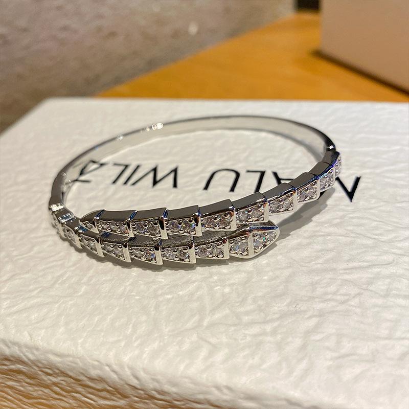 Half Snake European and American Hot Selling Copper Plated T-shaped Zircon Women's Bracelet