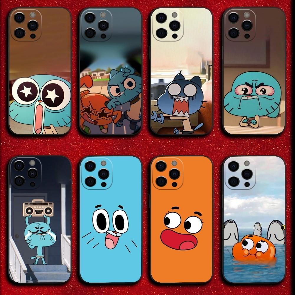 Чехол для телефона 'Удивительный мир Гамбола' для iPhone 16,15,14,13,12,11,Pro,X,XS,Max,XR,Plus,Mini Мягкий черный чехол