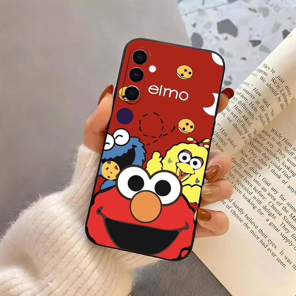 Cute cartoon A-ElmoS red Phone Case For Samsung Galaxy A73,A72,A71,A70,A53,A52,A51,Soft Silicone Black Cover