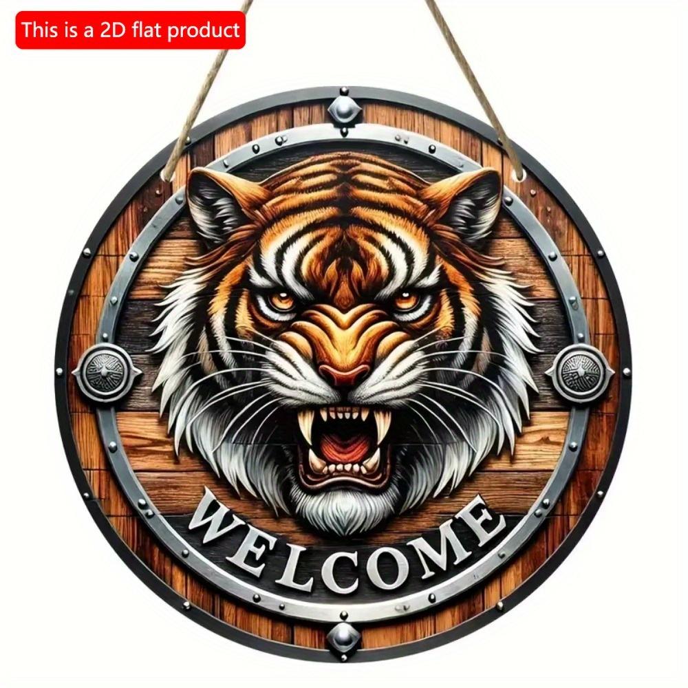 1 шт. 2d плоский деревенский стиль приветственный круглый деревянный знак - 20 см, животная тематика, подходит для домашнего зала, сада, бара, кафе, двери, украшения забора, подарка