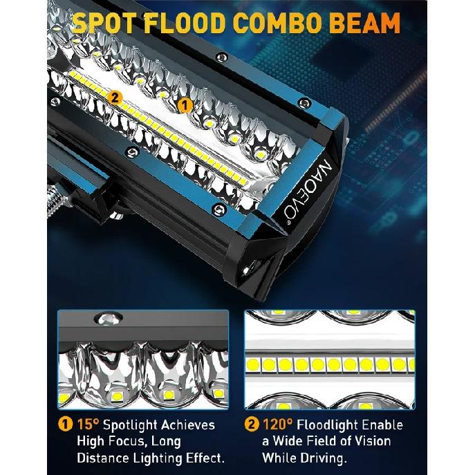 NAOEVO 12 Inch Car LED Light Offroad 4x4 Spotlights Fog Lamp WorkLight LED Bar For Truck Tractor Boat motorcycle Headlights