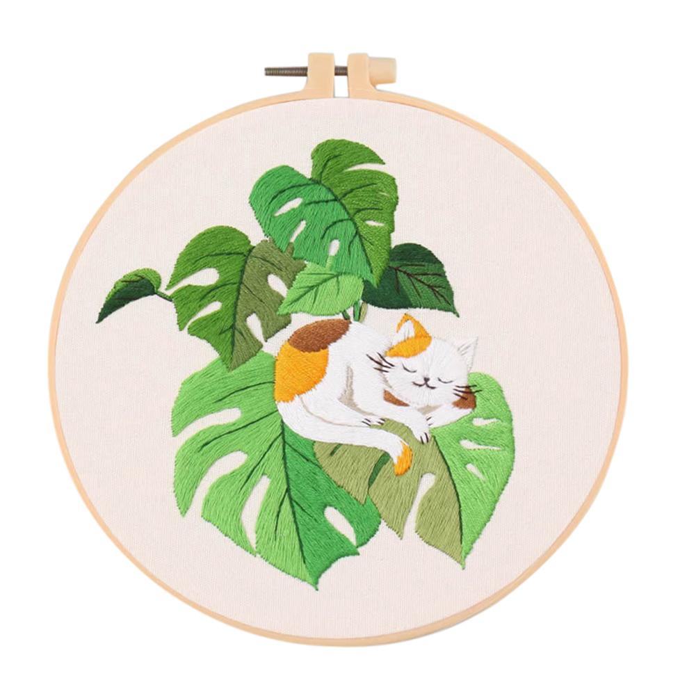 Набор для вышивки кошек своими руками с пяльцами, нитками, иглами, наборы для вышивки крестом для начинающих