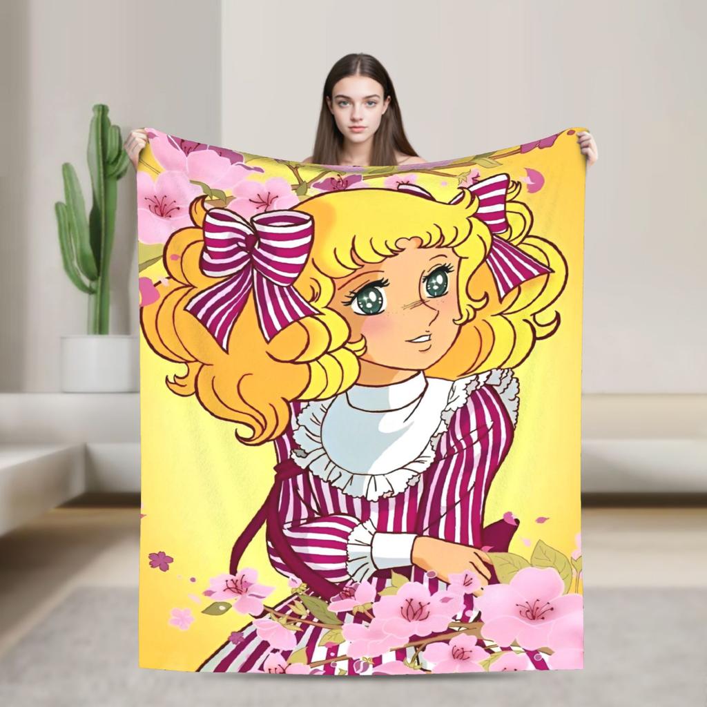 Candy Candy Anime Cartoon Fuzzy Blanket  Awesome Throw Blankets for Home 150*125cm Bedspread