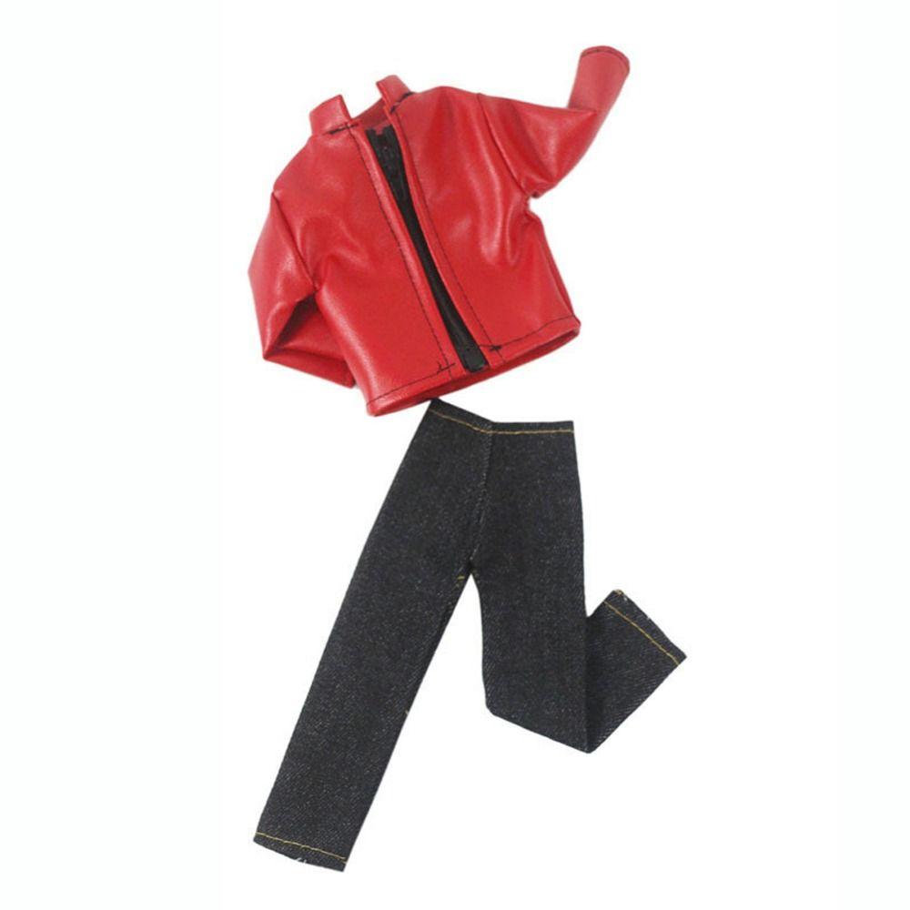 Zipper PU Leather Jacket Pants Suits For 11.5 Inch Doll/for 1/6 Male Action Figure Dolls
