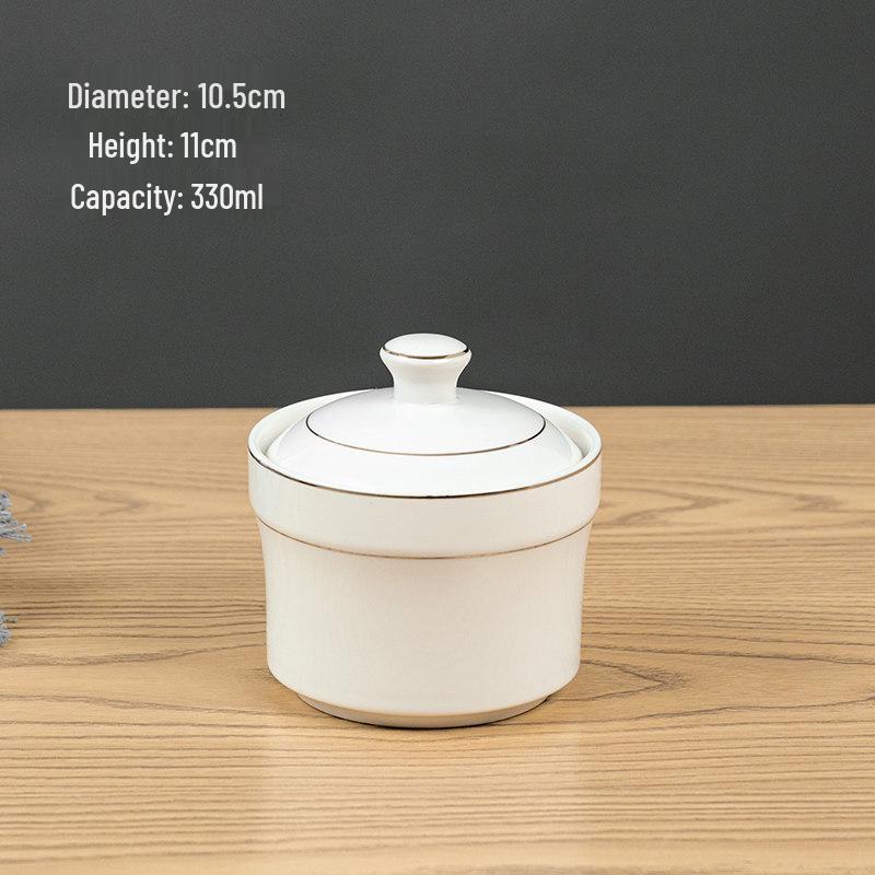 Ceramic Double Boiler Stew Pot with Lid for Soup, Bird's Nest, and Steamed Eggs