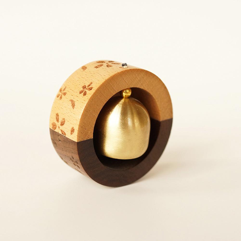 Медный колокольчик с рисунком Сакуры, входной дверной звонок, деревянный дверной звонок, подвесной ветровой звонок, беспроводной дверной звонок для домашнего декора, винтажный магнитный звонок