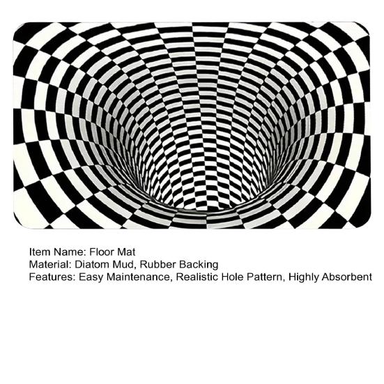 3D Ковер с оптической иллюзией, Реалистичный рисунок ямы, Напольный коврик, Впитывающий, Нескользящая основа, Коврик для двери