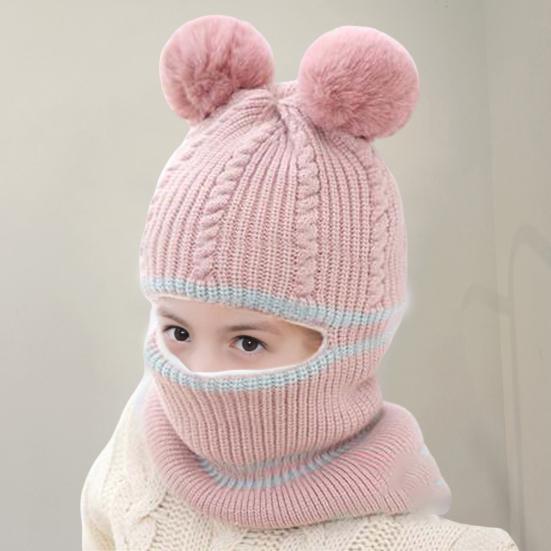 Детская шапка осень-зима, вязаная, толстая, теплая, мягкая, с меховым шариком, декоративная, высокая эластичность, полная защита, устойчивая к холоду, унисекс, зимняя шапка, головной убор