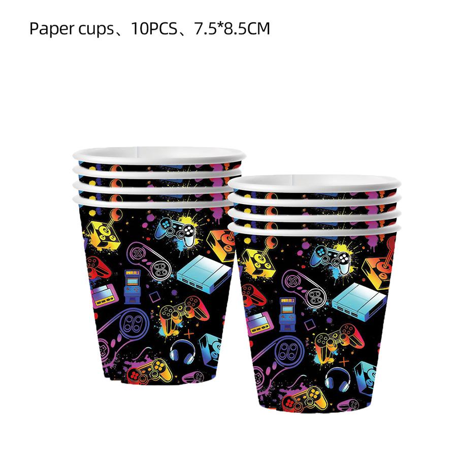 Game Console Theme Birthday Party Decorations Tableware Paper Cups Plates Children's Birthday Souvenirs Decoration Baby Shower