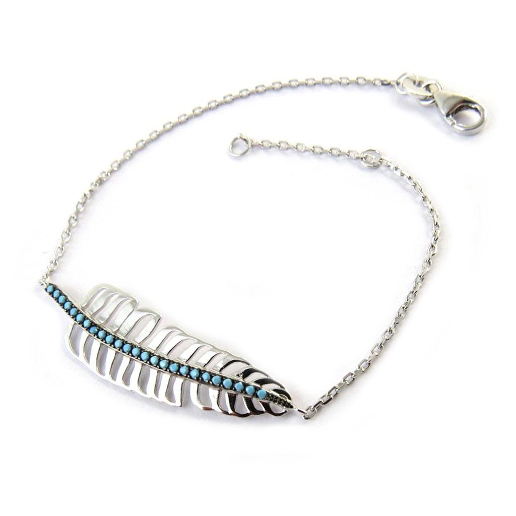 Les Trésors De Lily [N6212] - Silver Bracelet 'Navajos' Silver Turquoise (rhodium Plated)