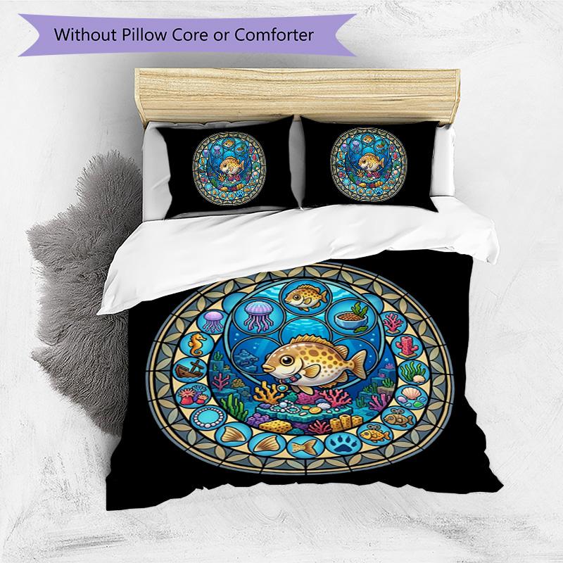 Underwater Adventure Pattern Bedding,Quilt Set Quilt Cover Pillowcase Home Birthday Gift (1*duvet cover+2*pillowcase,without core)