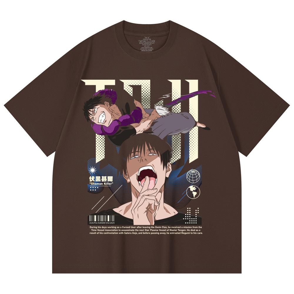 230 г/м² 100% хлопок Jujutsu Kaisen V47 Принт Тодзи Унисекс Тяжелая хлопковая футболка