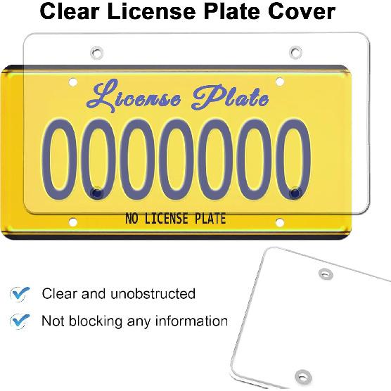 Aootf License Plate Covers- Clear Flat License Plate Protector, Unbreakable Transparent Protective Cover With Screws Caps, 2 Pack For Front Rear