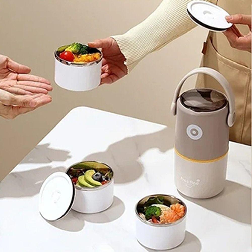 Двухслойный термо ланч-бокс из нержавеющей стали, контейнер для еды и супа, изотермический бокс для офиса и школы