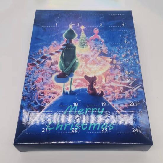 1 комплект, слепая коробка с обратным отсчетом до Рождества и куклой-эльфом с зелеными волосами, 24 дня, тыкание пальцем, забавный подарок для детей и взрослых, мультяшный адвент-календарь, подарок-сюрприз
