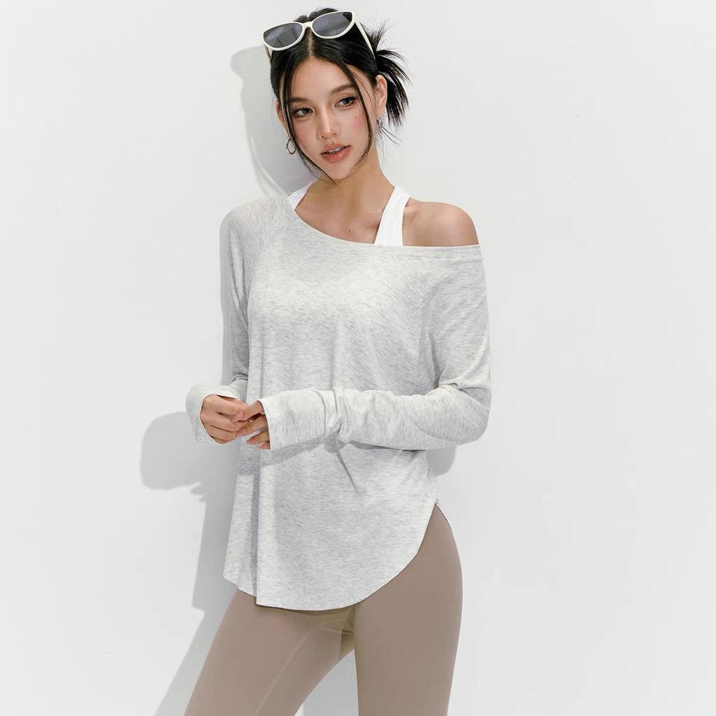 Женский ребристый топ для йоги с длинным рукавом - Коллекция Осень/Зима, Облегающий крой, Ощущение второй кожи, Идеально подходит для пилатеса и спортивной одежды для улицы