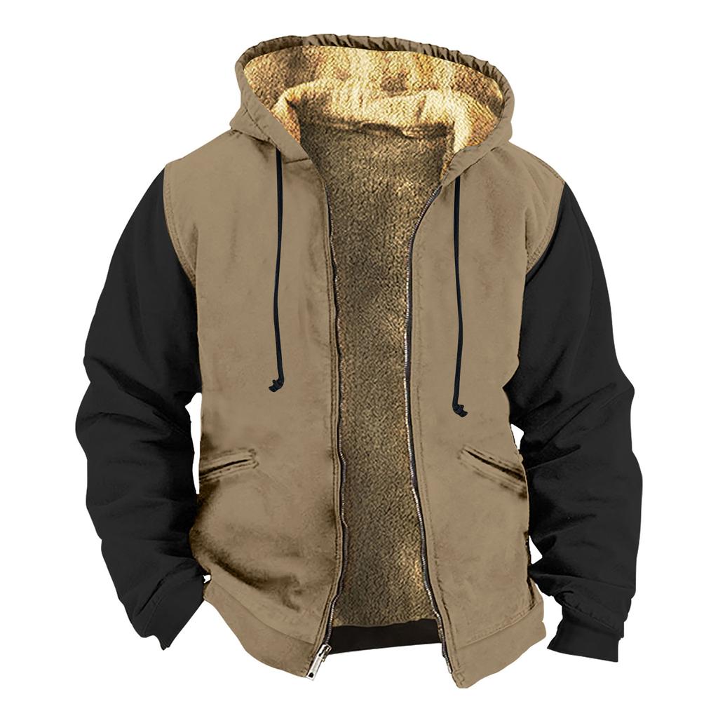 Men's Solid Color Jacket Men's Spring And Autumn Casual Trend Zipper Hooded Jacket
