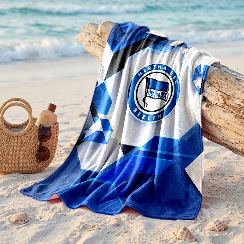 Hertha BSC FC Печатное Микрофибровое Пляжное Полотенце Быстросохнущее Впитывающее Большое Полотенце Для Пляжа Плавания Путешествий