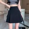 Дизайнерская плиссированная юбка А-силуэта с высокой талией - Корейская осенняя короткая юбка с защитой от просвечивания
