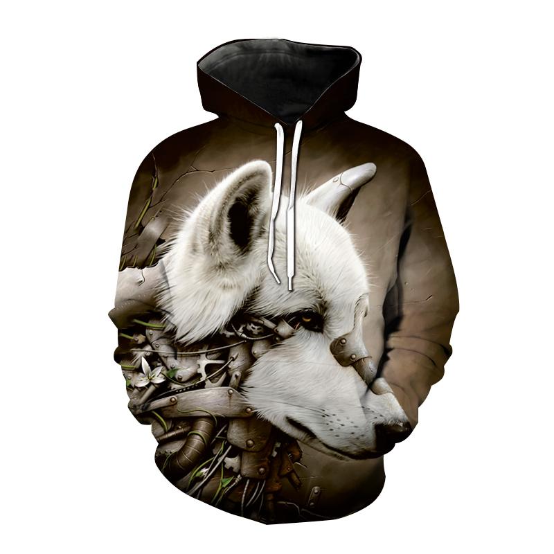 Весенние новые модные толстовки с капюшоном с принтом животных волка 3D для мужчин и женщин повседневная толстовка с капюшоном