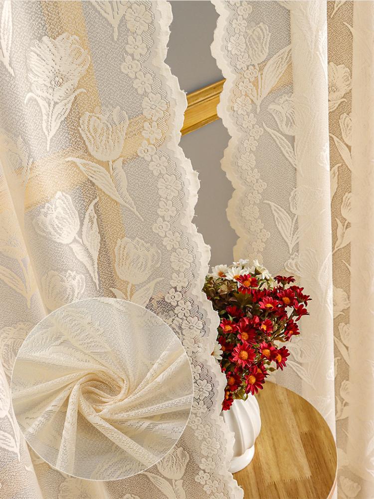 1 шт. Элегантная цветочная кружевная занавеска - полупрозрачная белая сетка, светофильтрация и воздушный дизайн для патио, детской комнаты, декора гостиной