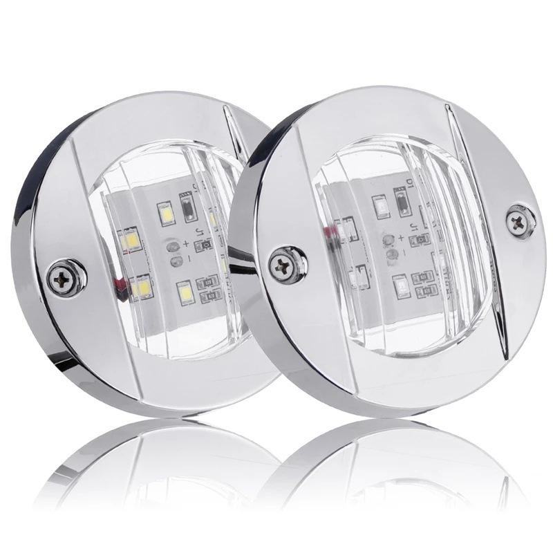 Marine Courtesy Lights 3" White/Blue Round Boat Transom Mount Light Waterproof LED Lights Underwater Stern/Pontoon/Marine Light