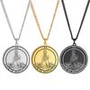 Spiritual Tarot Pendant Necklace And Women The Suit Of Pentacles Pendants Retro For Men Round Stainless Steel JewelryVintage Pendant Necklace
