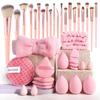 40pcs Pink Makeup Tools Set Includes High Quality Makeup Brushes +headband +wristbands +makeup Puff +triangle Puff +finger Powder Puff +makeup Sponge