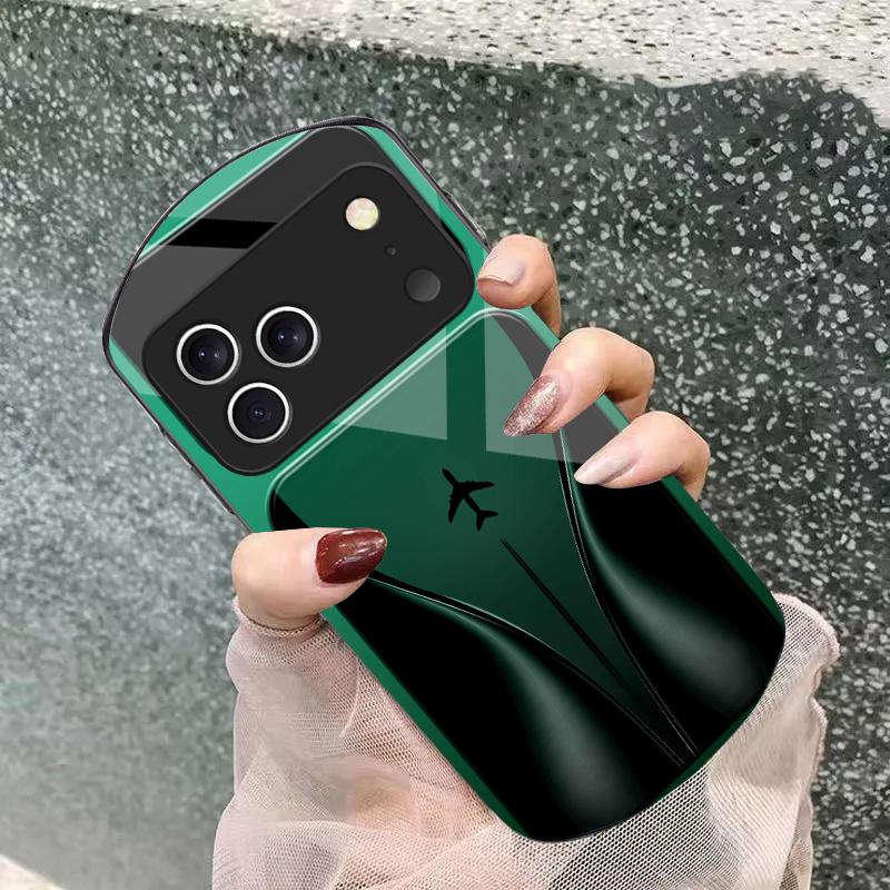 Самолет в постепенном полете Для iPhone 17 16 15 14 Pro 13 Plus 12 mini 11 Pro Max XR X S 7 8 Эллиптический закаленный стеклянный чехол для телефона