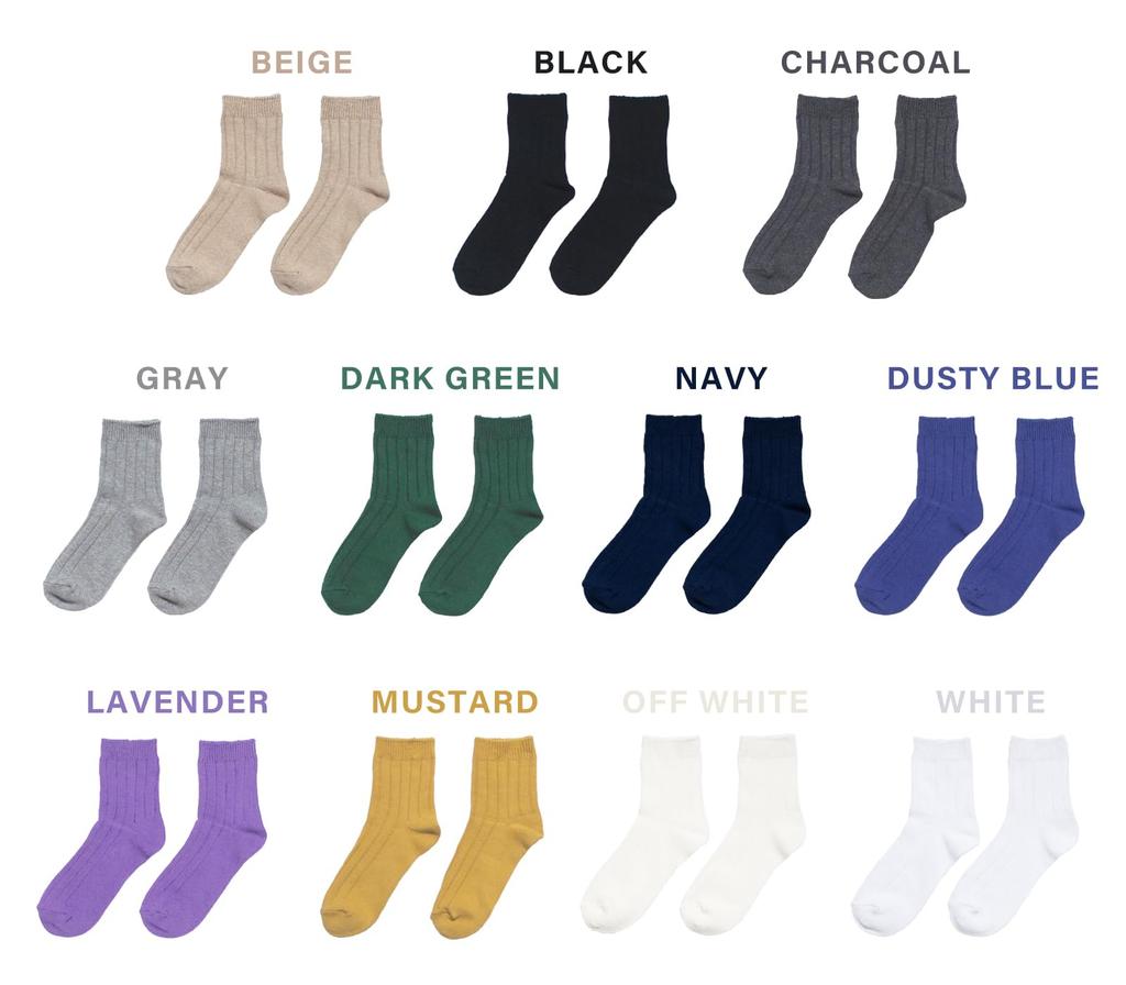 Chica Hurra Sizes Solid Set of Made In Solid Student Sizes Women's Off-White Socks, 23-25cm, Color, 2, Ribbed, Low-Crew Length, High-Quality, Cute,