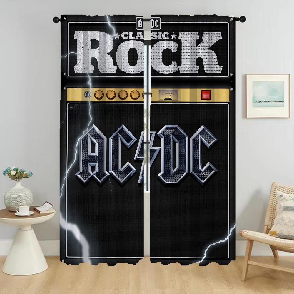 Элегантные Шторы для Комнаты Rock Acdc Перегородка-Камера Домашний Интерьер Занавеска для Гостиной Тюль Спальня Детский Комплект из 2 Штук Полиэстер Декор