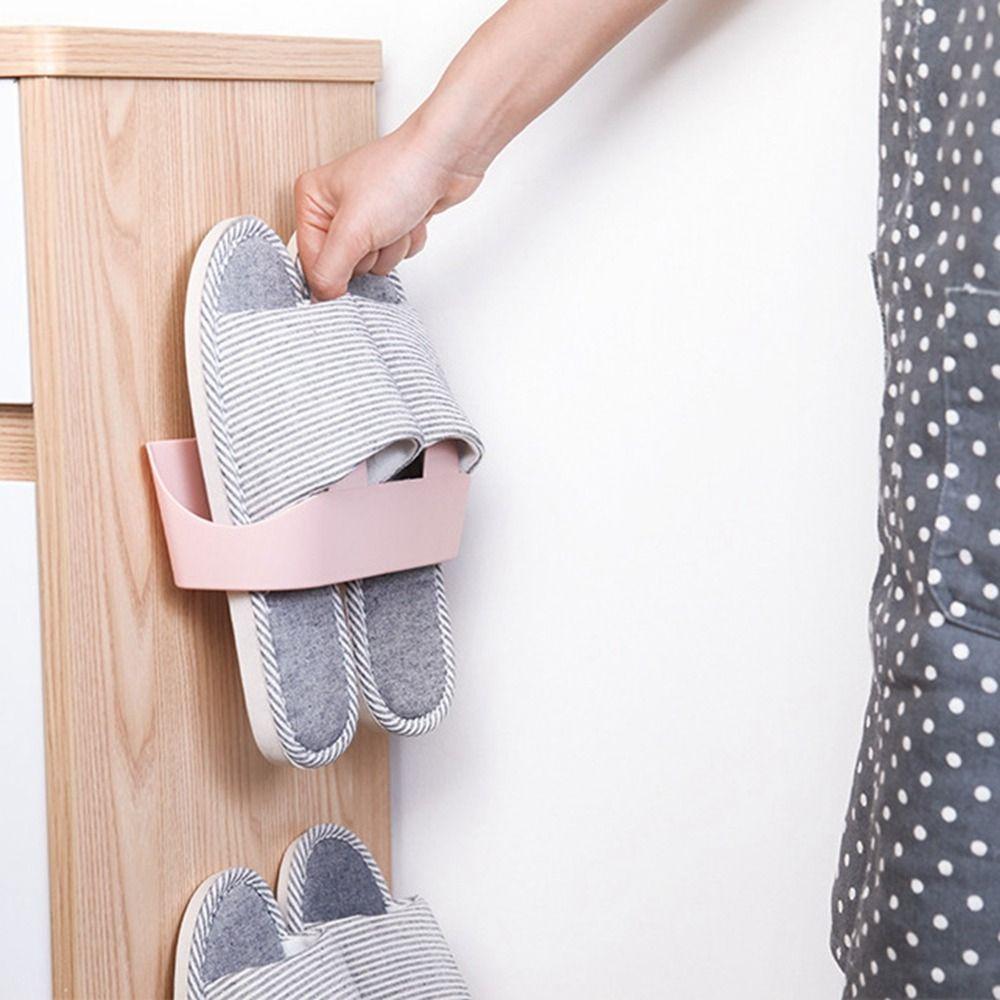Self Adhesive Slippers Rack Wall Mounted Shoe Drying Rack Simple Shoes Hanger Home