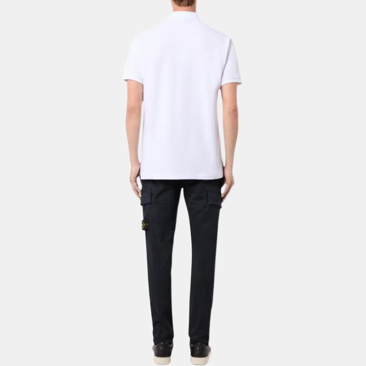 STONE ISLAND Мужская рубашка поло с коротким рукавом и логотипом, белая K1S1522000-2RS0039-V0001