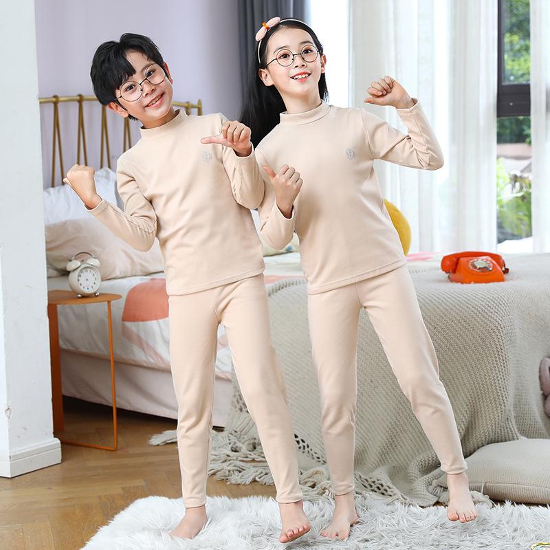 Children's Fall and Winter Warm Set Warm Long-sleeved Top + Warm Pants 2-piece Set