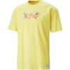Puma X Spongebob Collaboration Solid Color Cartoon Pattern Printed Round Neck Short Sleeve T-Shirt Men Tops Light-Yellow 538958-60