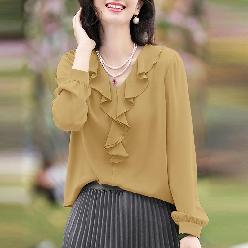 ZANZEA Женская блузка с оборками, V-образным вырезом, повседневная, с длинным рукавом
