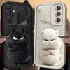 Крутой Черно-Белый Плюшевый Чехол-Кошка Для Samsung Galaxy A14 A15 5G S21 S22 S23 S24 FE Plus Ultra A25 A35 A52 A53 A54 A55