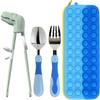Dino Children's Practice Chopsticks + Spoon + Fork + Silicone Case Set, Chopsticks (green Dinosaur), 1 Set