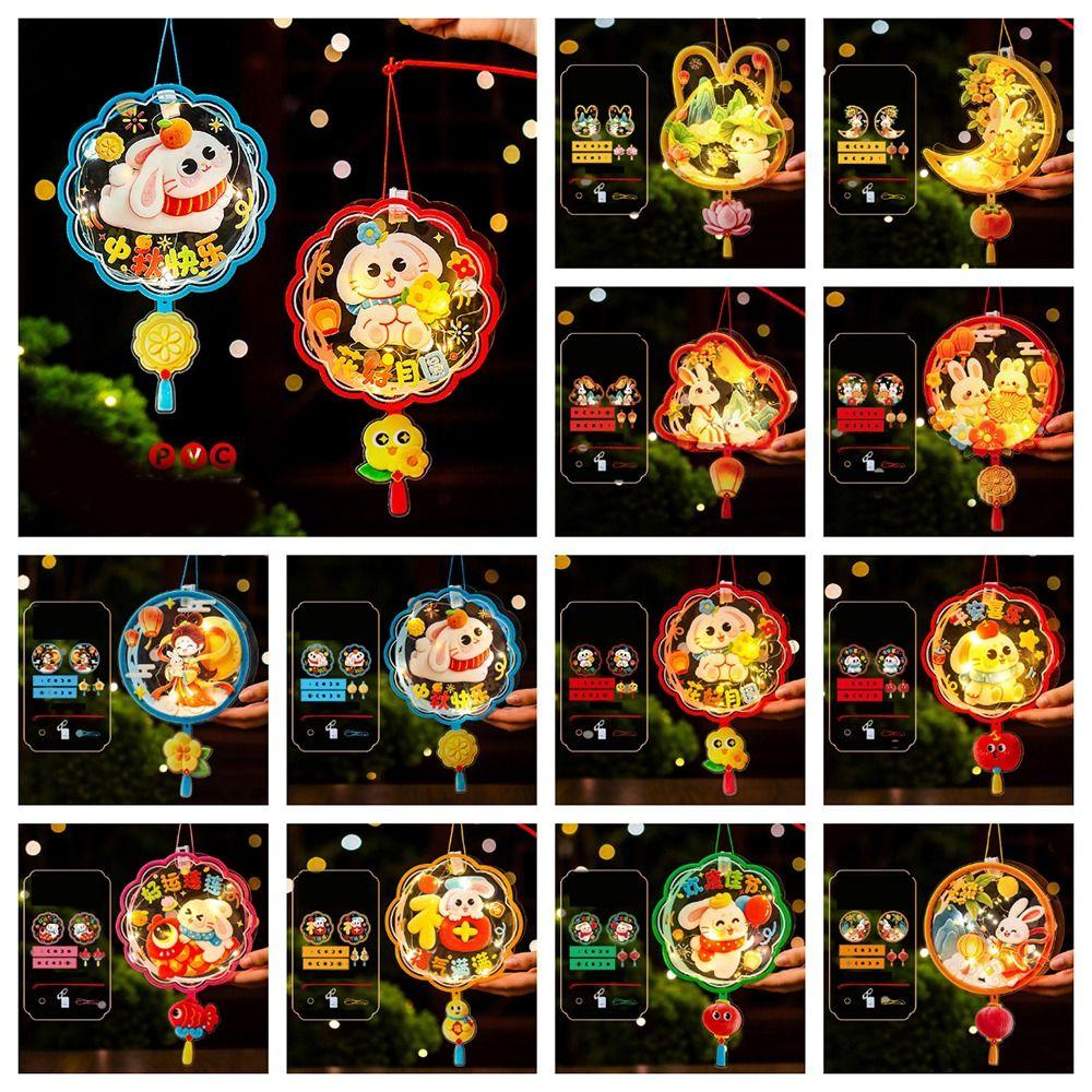 Glowing Mid Autumn Lantern Cute Handheld Rabbit Flower Lantern Bunny Lantern Mid Autumn Festival