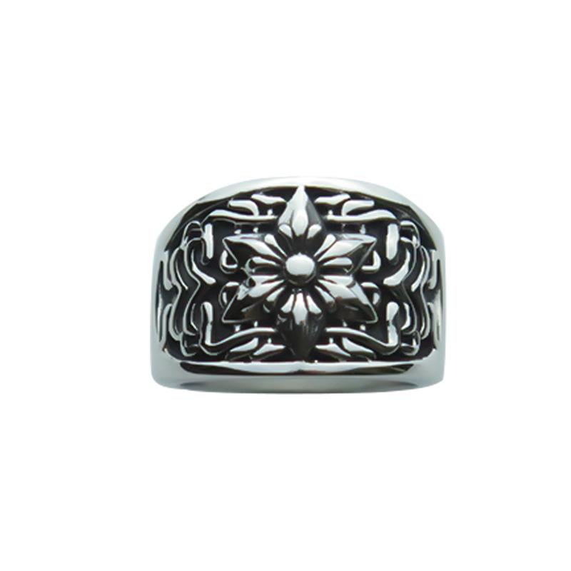 Hexagonal Star Flower Exaggerated Ring Domineering Men's Ring Punk Style Ring