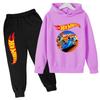 Детская одежда Худи с принтом машинок Hot Wheels Пальто 3-12 лет Мальчики Девочки Малыши Верх+штаны Модная толстовка Повседневная спортивная одежда